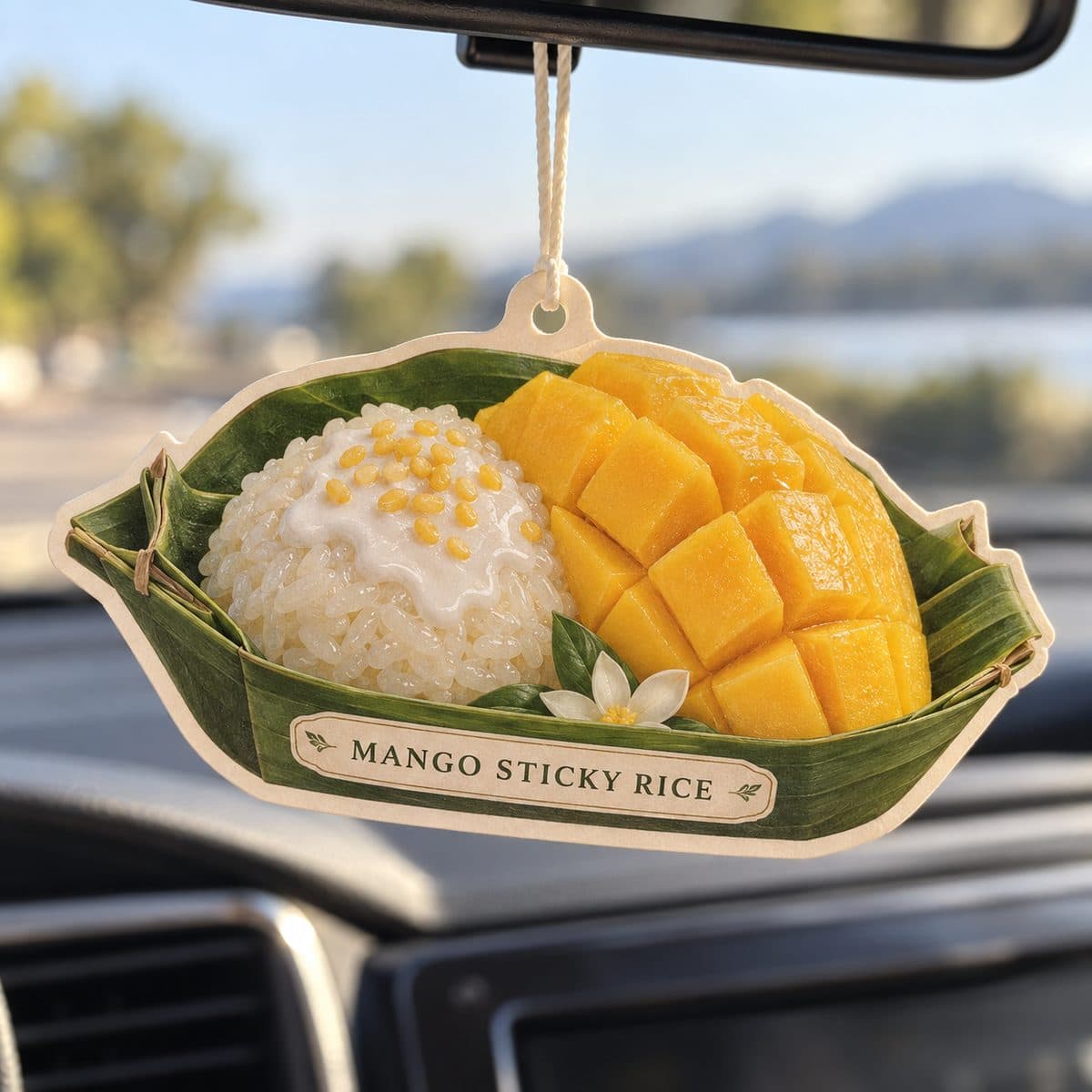 Mango Sticky Rice: Duftanhänger mit Mangomotiv nach dem thailändischen Dessert, Designentwurf