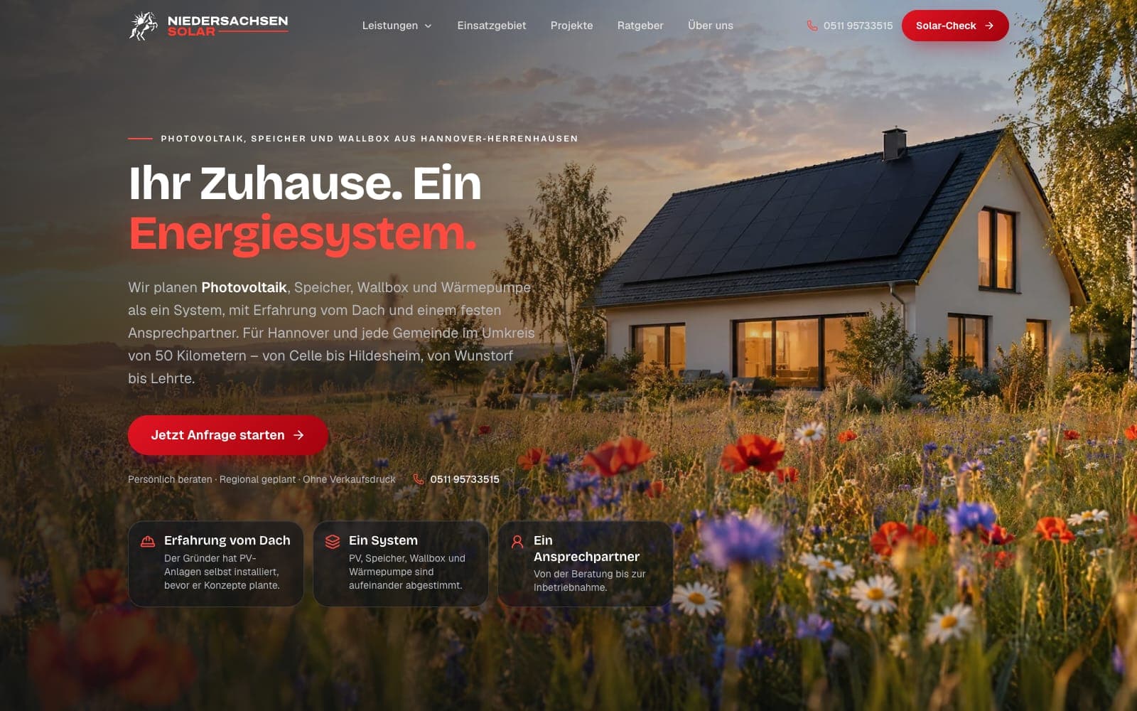 Startseite von Niedersachsen Solar: Photovoltaik, Speicher und Wallbox aus Hannover-Herrenhausen