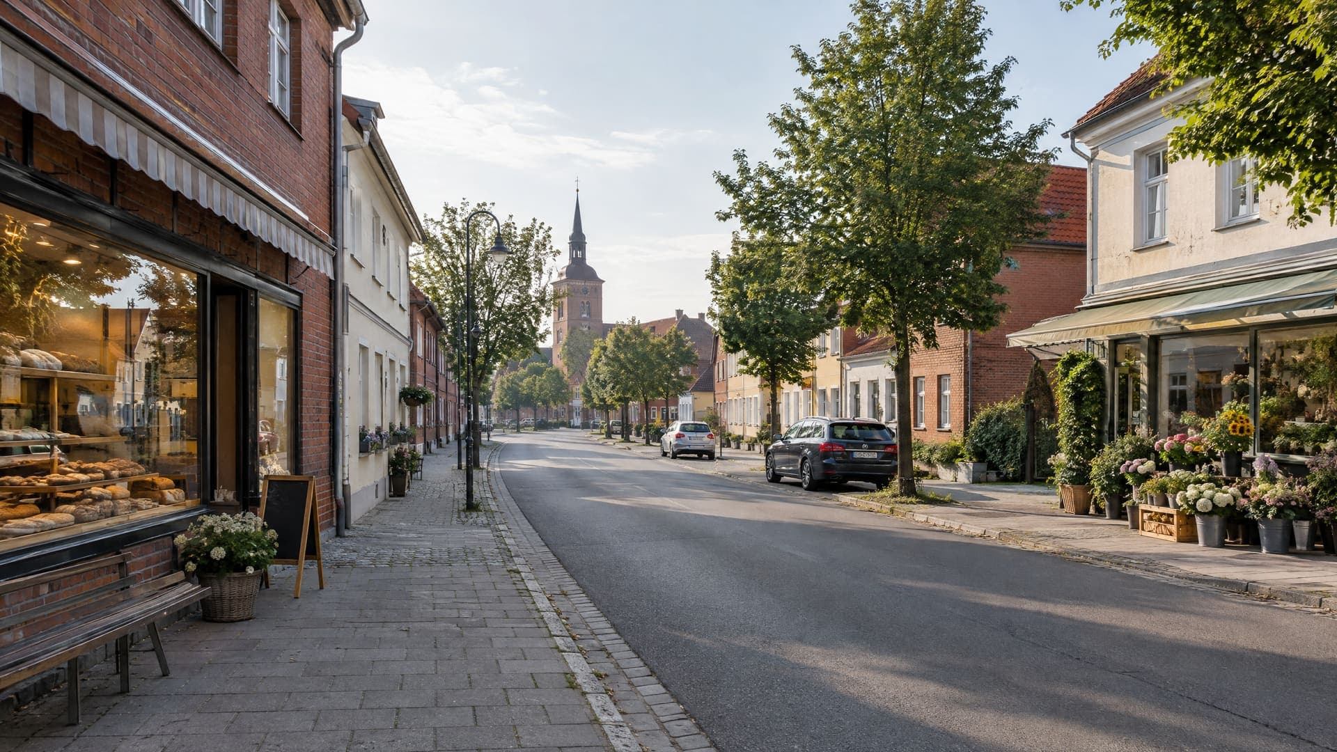 Symbolbild: Straße, Wasser oder Gewerbe, wie man sie in Brandenburg findet, für Falkensee