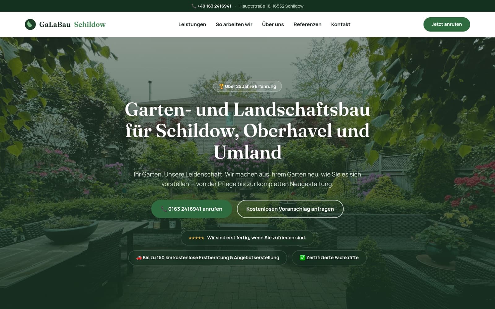 Website-Screenshot GaLaBau Schildow: Garten- und Landschaftsbau Oberhavel, Webdesign, Local SEO von Digital030