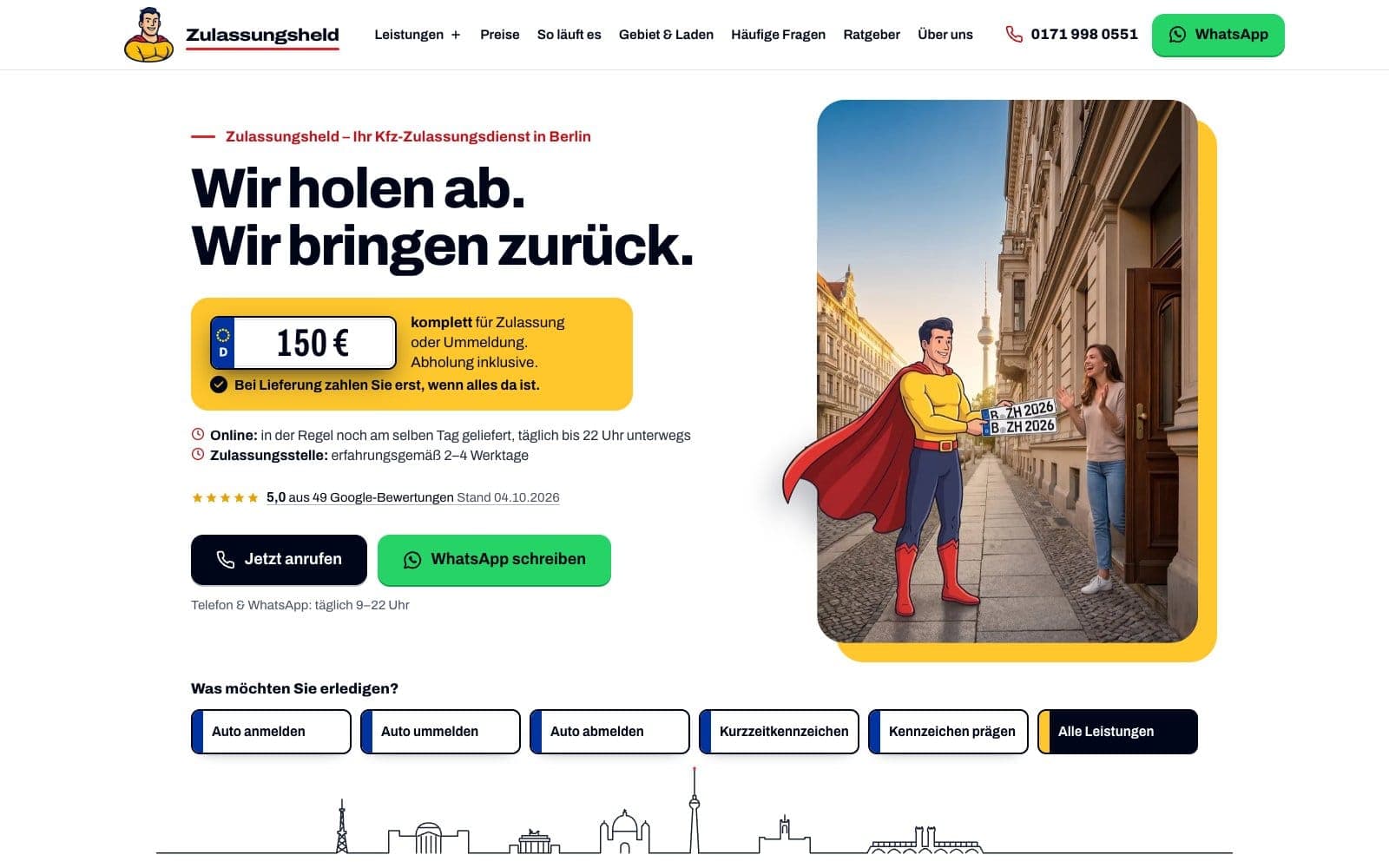 Screenshot der Website von Zulassungsheld Berlin
